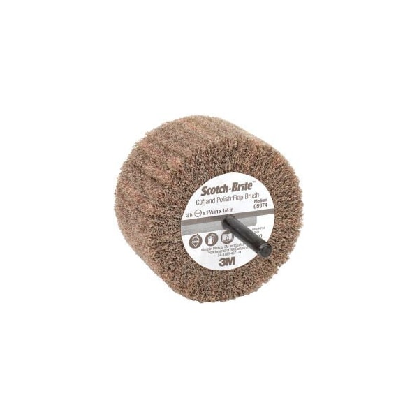 3M Scotch-Brite Cut and Polish Flap Brush, 3 x 1-3/4 x 1/4 MED Grit Aluminum Oxide 7100050520 - main